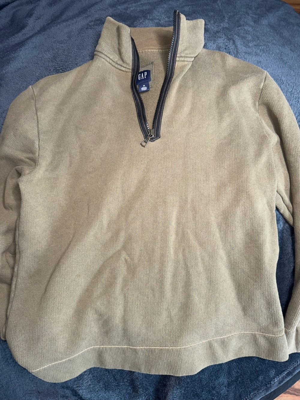 GAP Men's Zip-Up Sweater in Olive/Tan